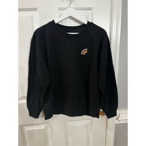 Glamazon Black Rainbow Embroidered Pride Sweatshirt sz M EUC